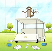 S7E36.127 Rigby Giving His Speech on the Cart