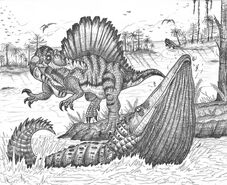 Spinosaurus and stomatosuchus by bucketman123-d4u4106