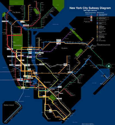 NYC subway late night map June2010.svg