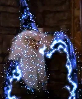 Merlin magic is ray form with sparks.