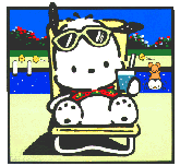 Pochacco relaxing at the pool