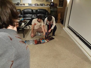 The crew, fooling around.