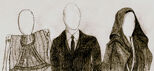 A depiction of Der Ritter, modern Slenderman, and a nopperabou