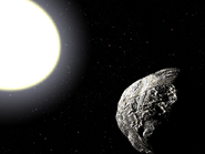 Hypothetical image of a Vulcanoid, a hypothetical type of asteroid that orbits inside of the orbit of Mercury.