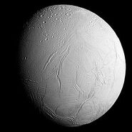 A Cassini image of Enceladus. 1/6 of it is shaded.