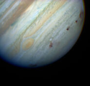 “Bruises” on Jupiter’s surface after the Shoemaker-Levy 9 impact.