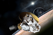 Artist’s impression of New Horizons over Pluto.