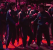 Ko Yun-ho cheering with Player 197 and Player 072.