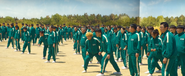 Many players, including Player 306, getting ready for Red Light, Green Light