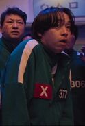 Player 377's reaction after Nam-gyu falls to his death.