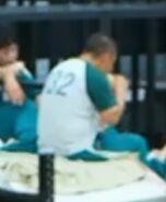 Player 032 eating his food