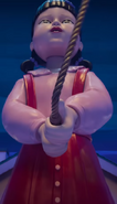 Young-hee holding the rope.