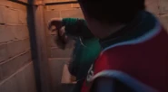 Player 411's arm getting sliced by Lee Myung-gi.