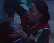 Park Min-hwa getting stabbed to death by Nam-gyu in Hide and Seek.
