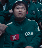 Player 039 during the X's headcount.