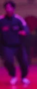 Him running with an unknown partner in the final round of Mingle.