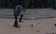 The Recruiter stomping on bread.
