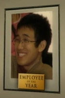 The green painting transformed into the "Employee of the Year" picture.