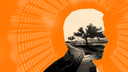 One of the posters seen in The Stanley Parable 2 Expo, that being an orange Mind Control Facility, with Stanley filled with what's supposed to be a black and white picture of the Freedom Ending.