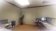 Exclusive to The Stanley Parable 12. The space between Employees 434 and 435 with a light filter in the corners of it.