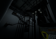 A picture of the Bucket Destroyer room from beneath, as a result of the softlock.