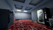 Cold drinks vending machine in a recolor of one of the hallways in the Mariella Ending with a unique carpet.