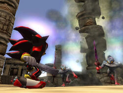 Those random gaming images - Shadow the Hedgehog (2005) Shadow the Hedgehog  displays enormous rage upon coming across a defenseless G.U.N soldier in  the intro. An unforgettable part of the Sonic franchise