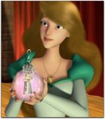 Odette holding a crystal ornament in The Swan Princess Christmas movie