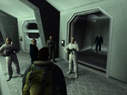 Proof that Carter can follow Blake well into the holding cells, even as far as to meet with Stanmore. One of the five squadmates will be left out if more than four are encountered, since the game can only hold four at a time