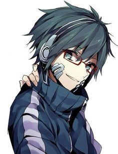 cool anime guy with headphones