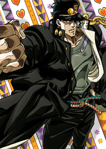 Jojo Jotaro Kujo Star Platinum Wearing Blue Shirt And Coat With