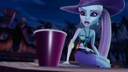 Seeing a ripple in her drink.