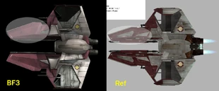 The markings on the underside of the ship do not match those in the film.