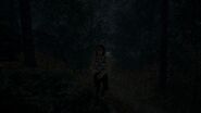 AJ scared, alone in the woods.