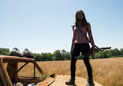 Michonne preparándose para darle guerra a Negan.