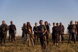 Dianne acompañando al grupo de Rick para la ultima batalla.