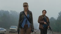 Rosita y Glenn llegando al lugar donde mataron a Denise.
