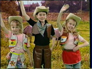 Jessica Halloran, Michael Buter and Cassandra Halloran dressing up as wild west people