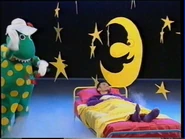 Jeff sleeping with his teddy bear and Dorothy dancing the waltz