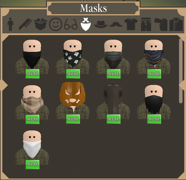 Cosmetics The Wild West Wiki Fandom - roblox outfits only skin tone