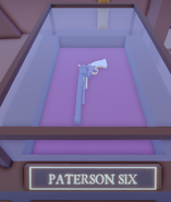 The Paterson Six display. Six could refer to the in-game cylinder capacity. In real life, the original Patersons only held five rounds.