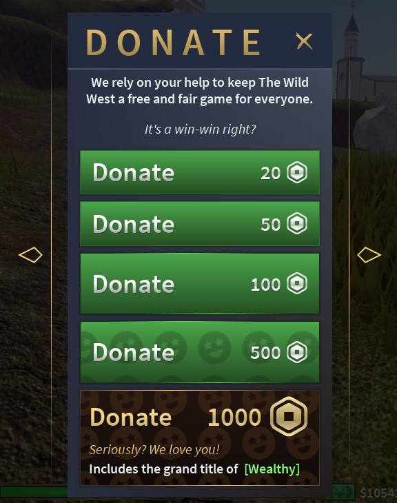 Donate The Wild West Wiki Fandom - donating robux game in roblox
