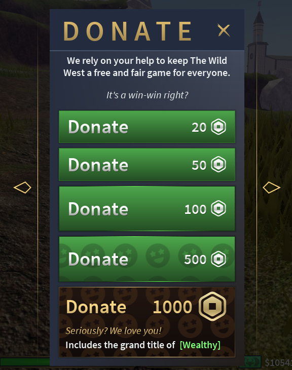 Donate The Wild West Wiki Fandom - how to give robux to another player