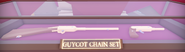 The Guycot Chain Set display. Both the Carbine and Pistol are inside, laid side by side.
