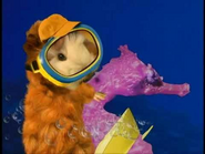 Linny riding on a seahorse