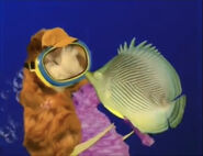 A fish kissing Linny.