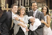 Cane, Lily, Jill and Neil at the twins' christening