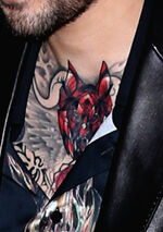 Red Wolf Tattoo on chest covering the Capricorn c. Feb 2018