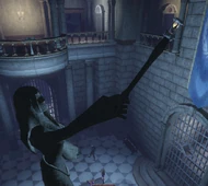 The Eye in the , held in the staff of a large statue.