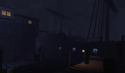 The Abysmal Gale docked in the .